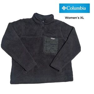 Columbia Women’s Sherpa Fleece Pullover Black Quarter Zip Size XL